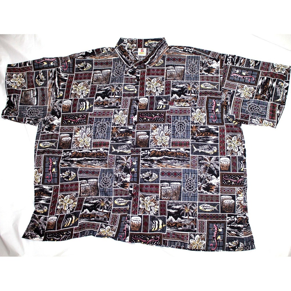 Rima Mens Hawaiian Camp Caribbean Short Sleeve Button Up‎ Shirt Size 2XL